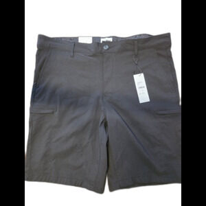 DKNY MENS BLACK CASUAL CARGO TECH DESIGNER STRETCH ZIP POCKET SHORTS SIZE 36 NWT